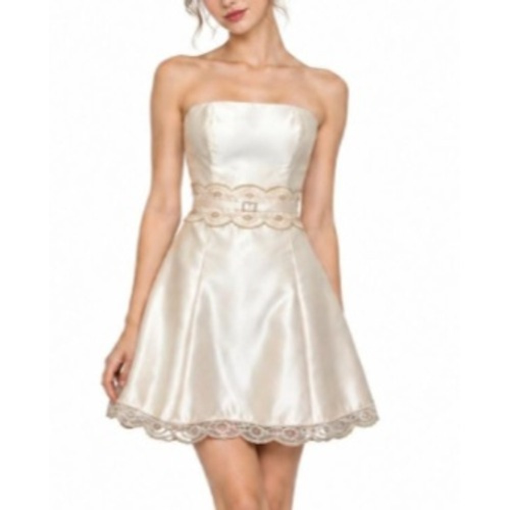 Coquette Bridal Holiday Party Jessica McClintock Gunne Sax Satin Dress Vintage